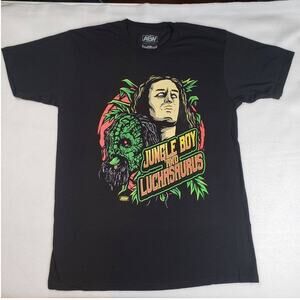 Jurassic Express AEW Wrestling T-Shirt Mens Large Black Jungle Boy & Luchasaurus